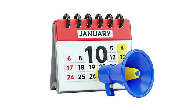 Calendar Announcing January 10th with Megaphone
