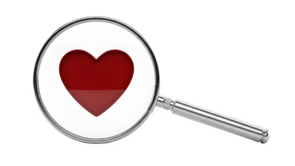 Magnifying Glass Focusing on a Red Heart - Symbol of Love and Search