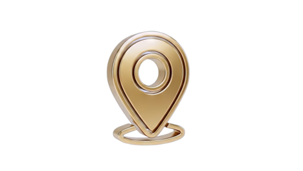Golden Location Pin Icon Isolated on White Background