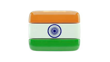 India Flag Icon: 3D Render on White Background