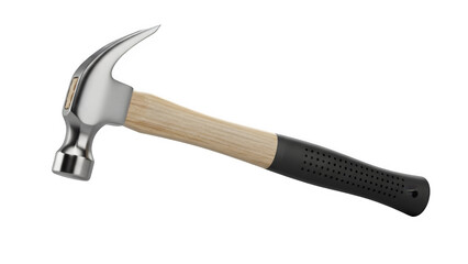 Claw Hammer with Wooden Handle and Rubber Grip - Isolated