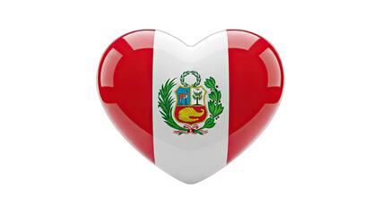 Obraz premium Peru Flag in Heart Shape on White Background