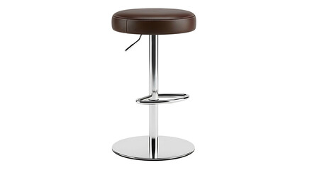 Adjustable height brown leatherette bar stool with chrome base.