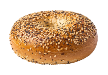 Everything bagel with everything topping transparent background cutout png