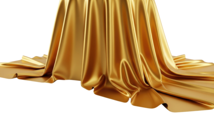 Golden fabric drape with train transparent background cutout png