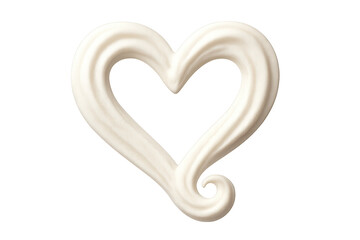 White liquid swirl forming a heart shape