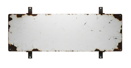 Rusty white sign with torn edges transparent background cutout png