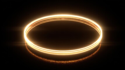 Bright circular light pattern glowing in darkness at nighttime