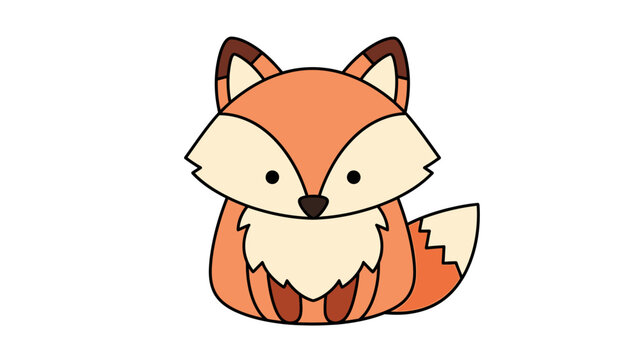 Adorable cartoon fox illustration featuring a small friendly orange fox with big ears.