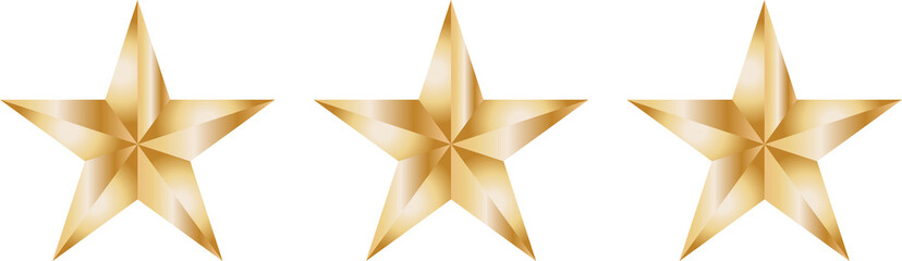 Three gleaming golden stars aligned horizontally