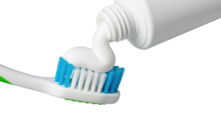 Toothpaste being squeezed onto a toothbrush transparent background cutout png