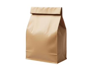 Blank kraft paper packaging bag mockup for food branding product design transparent background