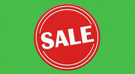 Red sale badge on green background for promotional marketing materials
