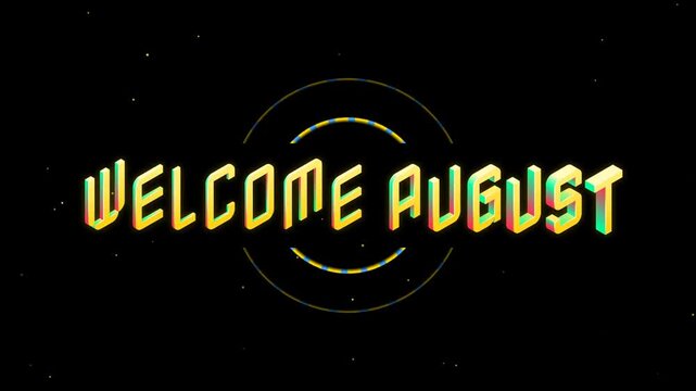 Vibrant welcome august text with colorful gradient effect