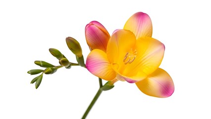 Fototapeta premium Freesia flower isolated on white background with shadow. AI GENERATED. 