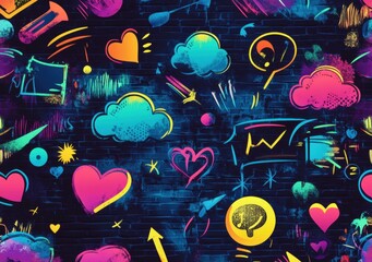 Obraz premium Colorful Comic Pop Art Seamless Pattern Background