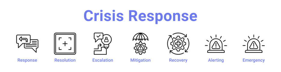 Fototapeta premium Crisis Response Icon Banner Line Art