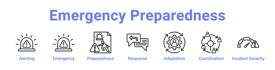 Emergency Preparedness Icon Banner Line Art