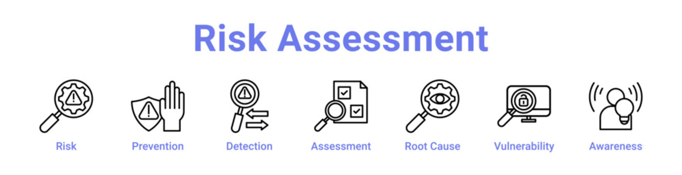 Risk Assessment Icon Banner Line Art
