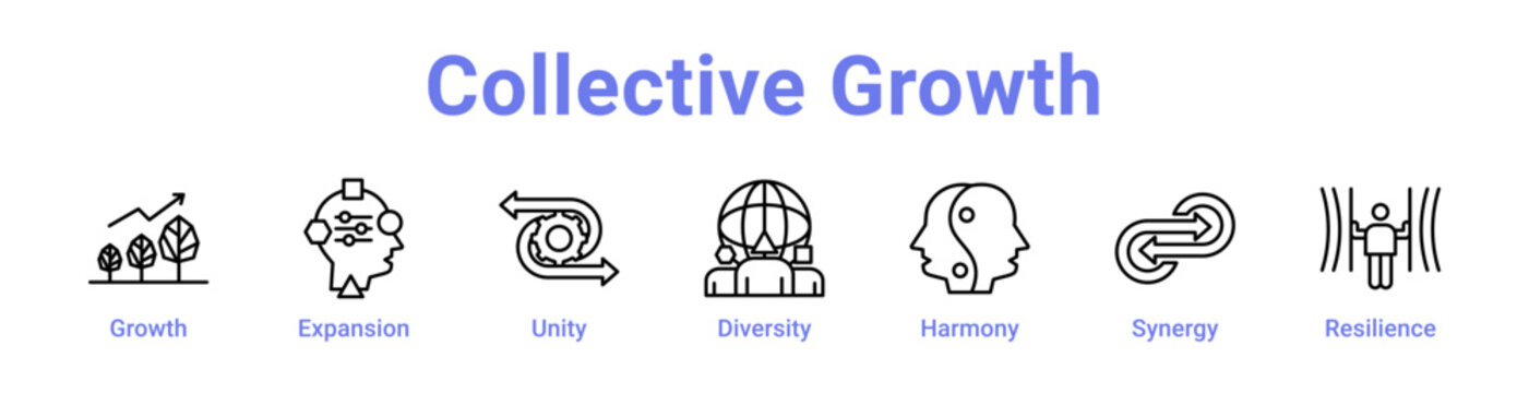 -Collective Growth Icon Banner Line Art
