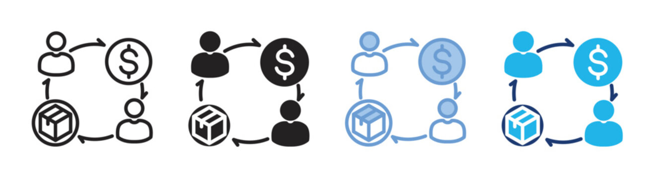 Business model icon set multiple style collection