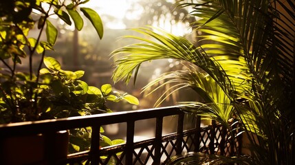 木漏れ日のベランダ植物