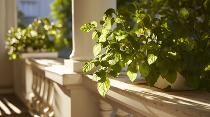 木漏れ日のベランダ植物