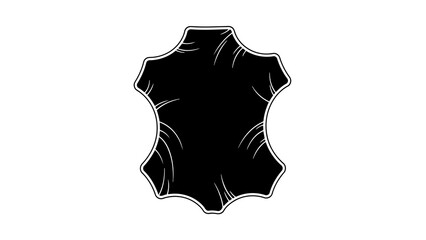 Black leather hide silhouette isolated on white background, traditional tannery product symbol