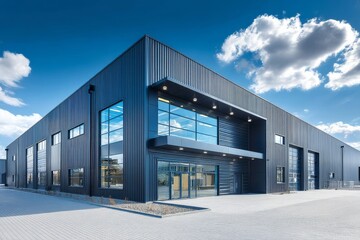 Fototapeta premium Exterior design showcasing clean lines and metal siding.