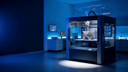 Advanced 3D Printer at Work in a High-Tech Scientific Research Laboratory
