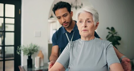 Fitness, physiotherapist or senior woman with dumbbell, workout mentoring or strength training. Rehabilitation, muscle mobility or people with weights for retirement support, coaching or help in home