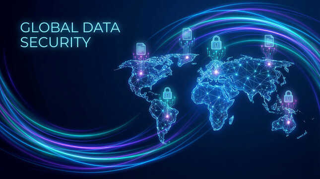 Global Data Security Network and Cybersecurity Concept - Powered by Adobe