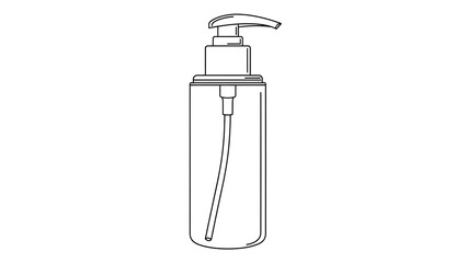 Line Art Drawing of a Pump Dispenser Bottle.