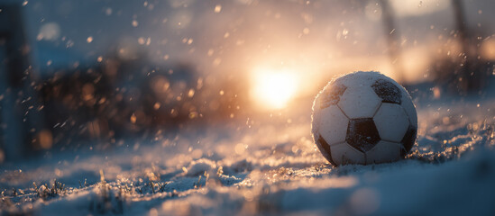 Fototapeta premium soccer ball in winter