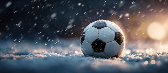 Naklejka premium soccer ball in winter