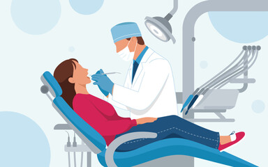 A dentist is examining a patient's teeth in a modern dental office, showcasing the importance of oral health and regular checkups for overall well-being.