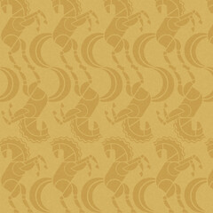 Seamless Chinese Zodiac Horse Pattern Background
