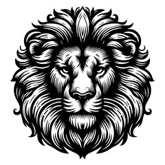 Fierce Lion Head Vector Illustration for Logo Tattoo and Wildlife Design