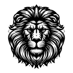 Fierce Lion Head Vector Illustration for Logo Tattoo and Wildlife Design