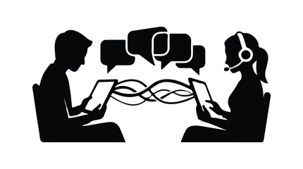 Online Customer Support Live Chat Silhouette