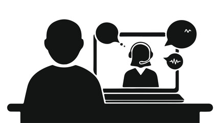 Virtual AI Customer Support Chat Silhouette