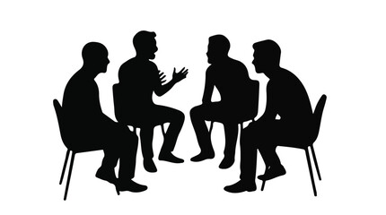 Men's Support Group Circle on Chairs Silhouette