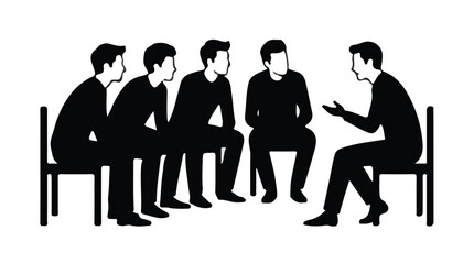 Men's Therapy Support Group Discussion Silhouette