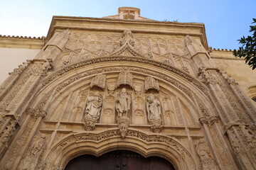 Obraz premium Entrance portal of the Congress and Exhibition Palace of Cordoba-a building completed at the beginning of the 16th century, Andalusia, Spain 