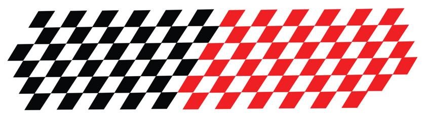 Obraz premium Dual Colored Checkered Racing Flag Banner Transitioning from Black to Red
