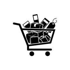 Shopping cart with various items