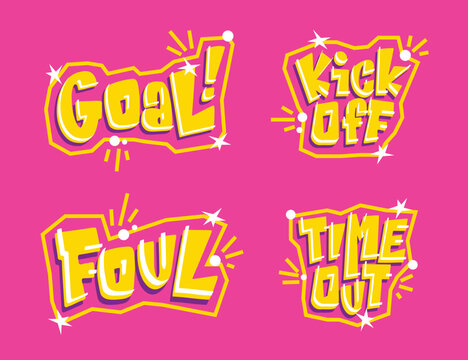 Goal Foul Kick Off Time Out Phrases Football Soccer Game Text Template