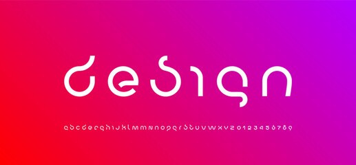 Technology science font, digital cyber alphabet, Latin letters A, B, C, D, E, F, G, H, I, J, K, L, M, N, O, P, Q, R, S, T, U, V, W, X, Y, Z and Arab numerals 0, 1, 2, 3, 4, 5, 6, 7, 8, 9 space style