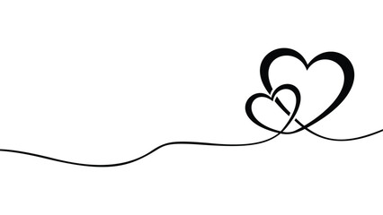 Fototapeta premium Heart. Black line love. Valentine day. Continuous line art drawing vector illustration.