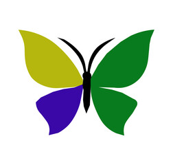 Colorful butterfly icon shaped wings modern flat vector graphic mark on whit background 
